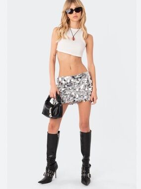 Edikted Sabina Low-Rise Sequin Mini Skirt
